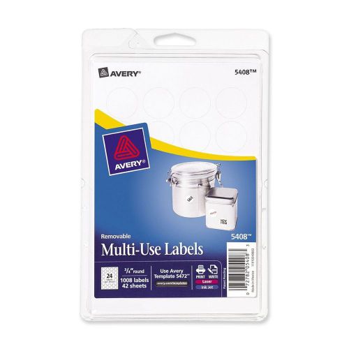 Removable Mult-Use 0.75 Inch 3/4 Round ( 1,008 White Labels) Write Or Print