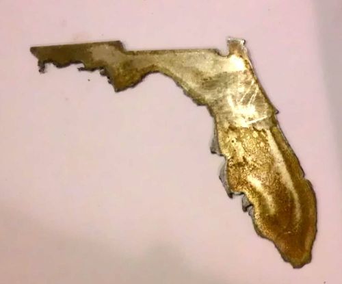 6 Inch Florida State Shape Rough Rusty Metal Vintage Stencil Ornament Magnet