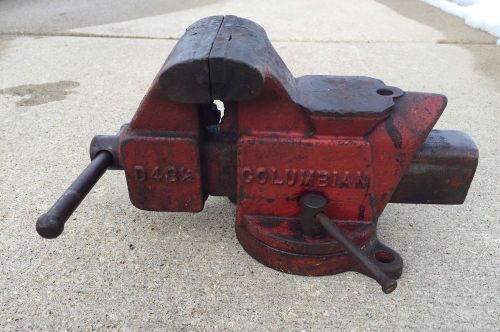 Vintage Columbian USA Bench Swivel  Pipe Anvil Vise 43-1/2 3 1/2&#034; Jaws Cleveland