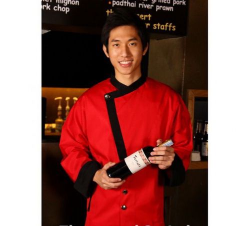 Chef coat long sleeve chef style japanese red 1 pcs for sale