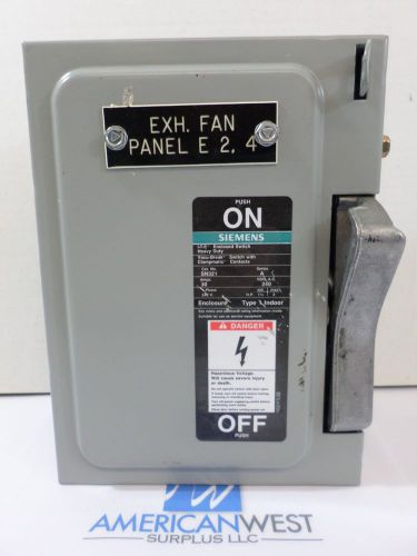 1 Used Siemens SN321  30 amp 240 volt 2 pole fused disconnect