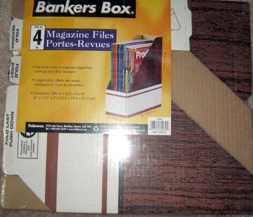 Fellows Bankers Box 4 Magazine Files Wood Grain Pattern.....Brand New!