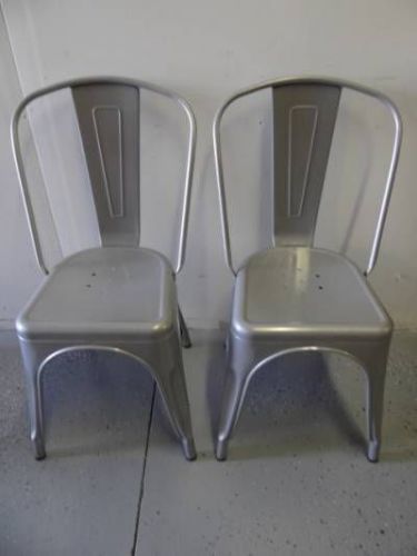 2 tolix marais style restaurant dining chair stool silver blue red 100+avail! for sale