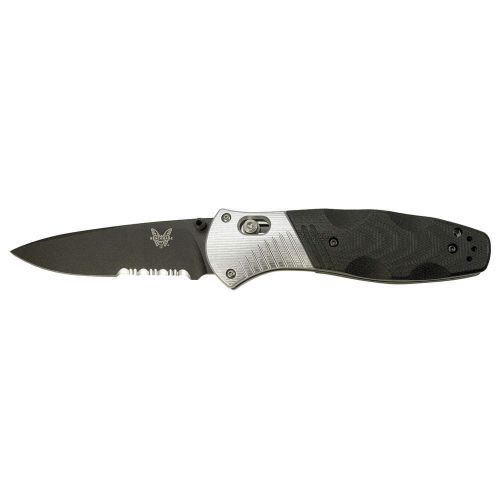 Folding Knife, Serrated, Drop Pt, Blk, 3-5/8 581SBK