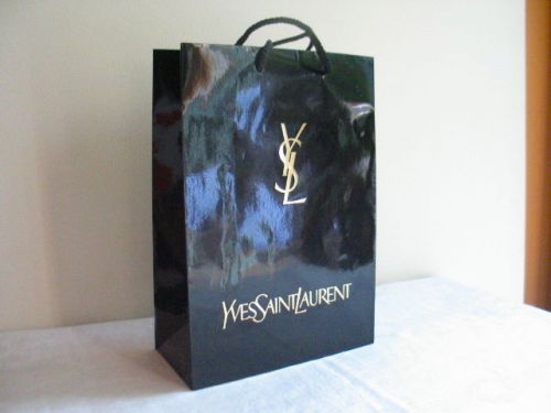 Authentic YSL Paper Gift Bag/ Shopping Bag Shiny Black and Gold