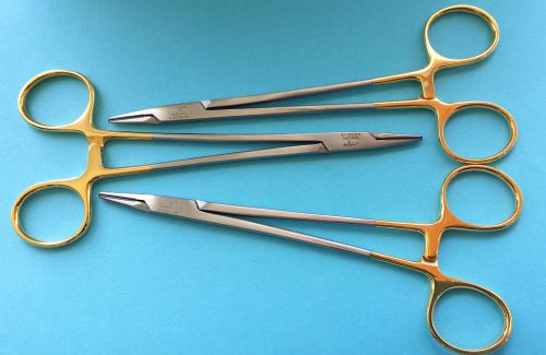 Set of 3 TC Crile Wood Needle Holder Forceps 14CM Vet, Surgical Instruments CE