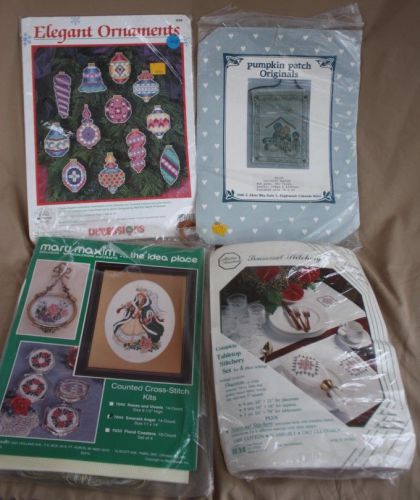 Lot of Fun Cross Stitch Christmas Kits Dimensions Ornaments Napkins Pictures