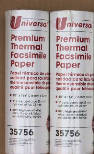 Lot of 2 Universal Products #35756 Premium Thermal Fax Paper 1&#034; CORE x 164&#039; long