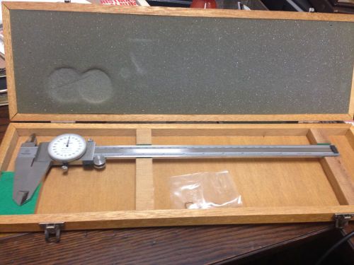 Mitutoyo Dial Caliper 12&#034; 505-628-50 with Wood Box SHOCK PROOF WITH PAPER WORK