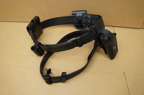 Dutyman black leather basketweave police duty belt w/ law pro nylon inner belt for sale
