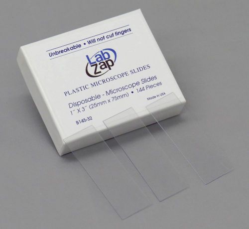 Lab Zap Plastic Microscope Slides 1x3 Inch 25x75mm - Pack of 144 Pieces