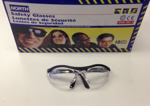 North Safety Glasses T57005B Black Frame Clear Lens 9-Pair (NEW) (7B3)