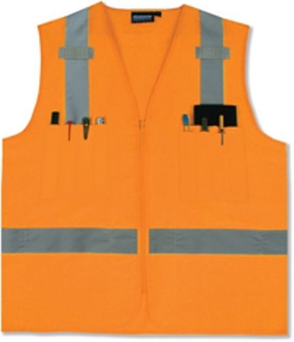 Erb class 2 surveyors vest orange zipper nice m-5x nice! ansi/isea approved for sale