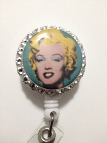 Marilyn Monroe ID Badge/holder Retractable Reel W/Swarovski Crystals
