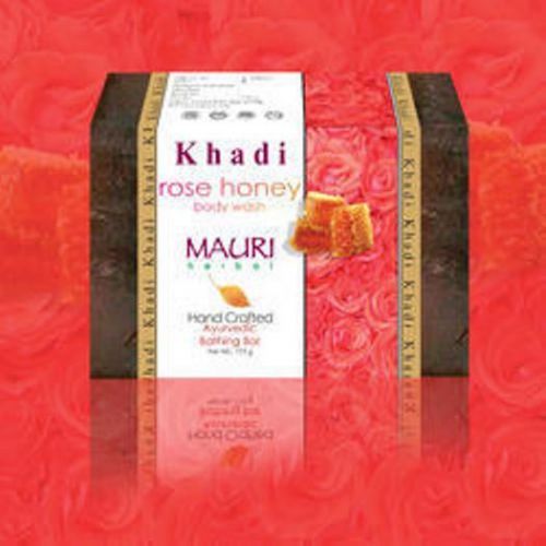 1 Pc 125 gms Hand Crafted Khadi Ayurvedic Body Care Soap Rose Honey Bathing Bar