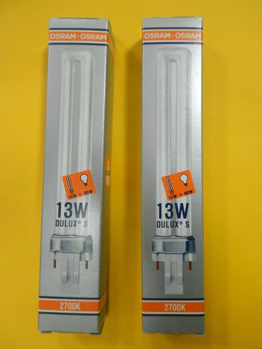 THIS AUCTION IS FOR 2 Osram Dulux S GX23 Base / 27K ,13W , 2700 K , NEW
