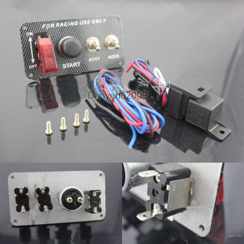 New 12V 20A Racing Car Ignition Switch Panel Engine Start Push Button LED Toggle