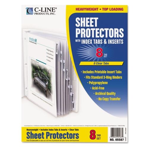 Polypropylene sheet protectors with index tabs, clear tabs, 11 x 8 1/2, 8/st for sale