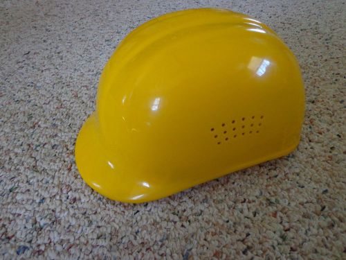 Yellow bump safety helmet, hard hat. vented, construction. made in usa. for sale