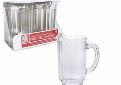 Bakers &amp; Chefs 3-Way Pour Clear Plastic Restaurant Pitchers BPA Free- 2 Pack