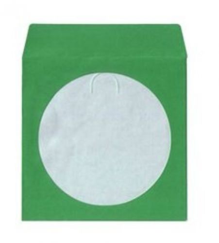 Americopy 100 Green Color Paper CD Sleeves with Window &amp; Flap