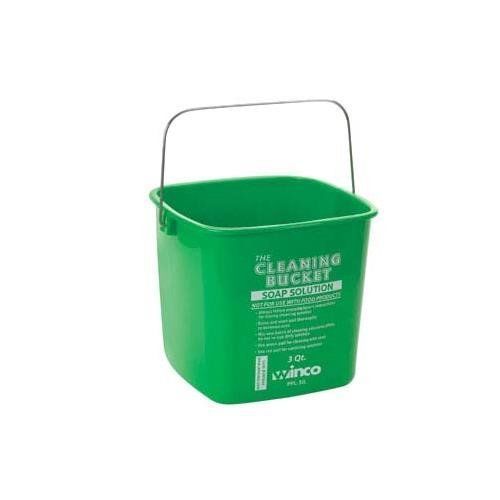 Winco PPL-3G Cleaning Bucket  3-Quart  Green Soap Solution