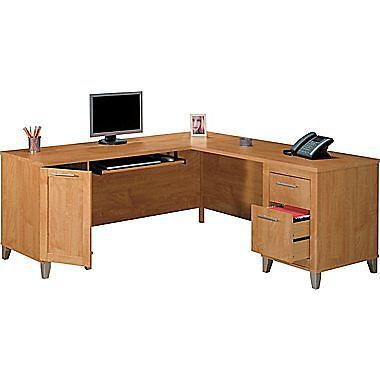 Bush Somerset Maple Desk with Hutch