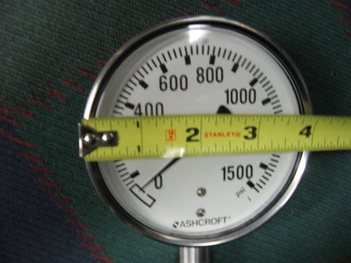 Ashcroft Pressure Gauge - 1008 - 1500 psi - 4 inch diameter - made in USA
