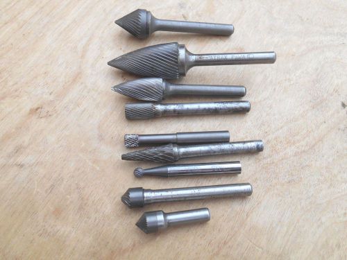 1/4&#034; shank carbide burrs , atrax , sgs , others ,  lot of 9 for sale
