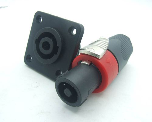 2 set 4-Pole Locking Speaker Cables Socket 4-pin Plug for DJ Pro Audio Equipment