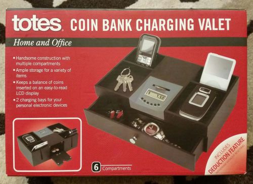 Totes Coin Bank Charging Valet ~ Home and Office ~ 6 Compartments
