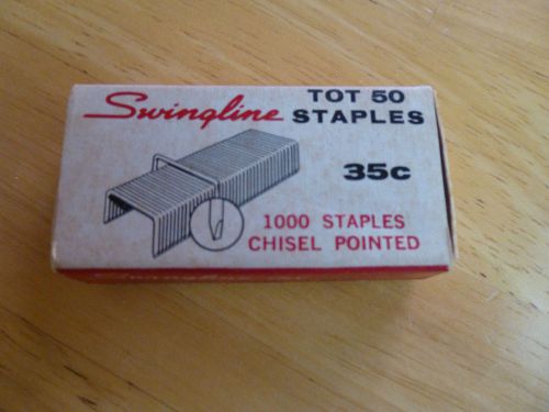 Vintage Swingline Tot 50 Staples Originally 35 Cents Box About 18 Rows