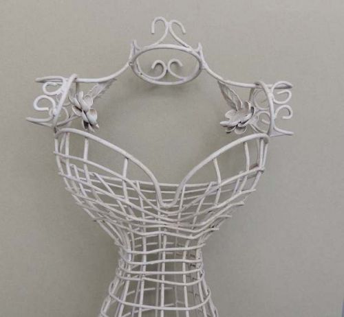 Vintage Decorative White Wire Display Dress Form Manniquin on Stand