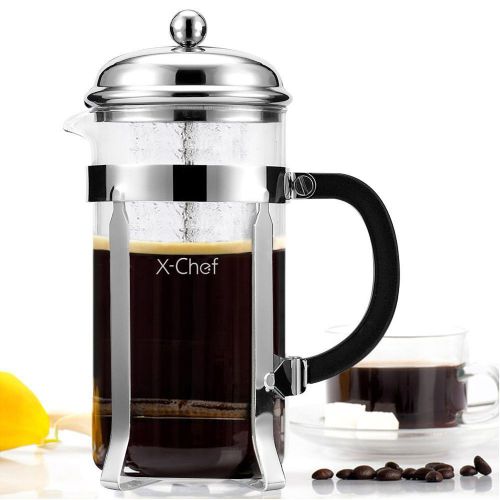 French Press X-Chef 1000ml Heat Resistant Glass Coffee Press Tea Maker Pot with