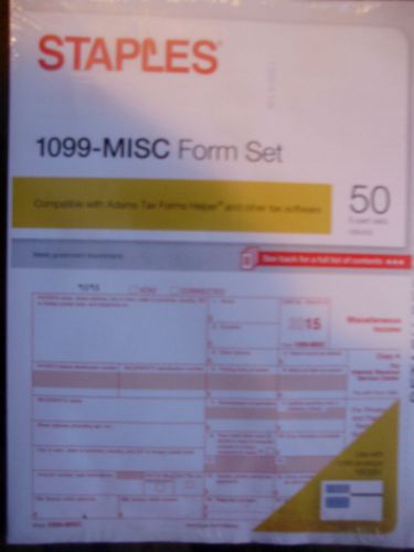 Tax Year 2015  ~ 1099 Misc. Tax Forms ~ 50/5 Part Sets ~