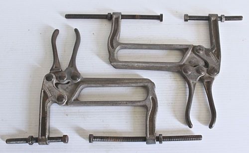 Pair of vintage machinist / mechanic 6&#034;kmu vise clamps w/ plier locking grips. for sale