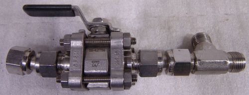 Ball valve , Whitey Swagelok SS-62-TS6 stainless 2200 psi with fittings