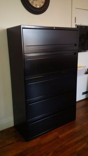 Hon brigade 700 series 5 drawer lateral file cabinet - black - lightly used! for sale