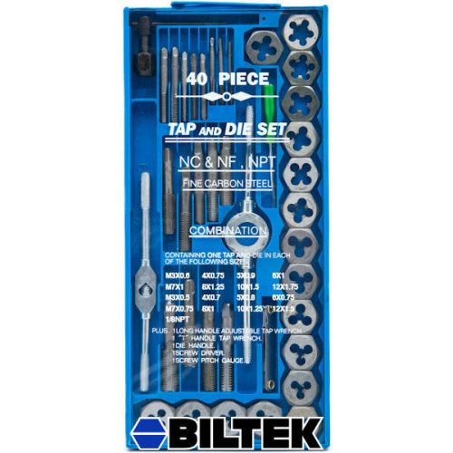 40 pc metric tap and die set bolt screw extractor/puller kit new removal m2-m12 for sale