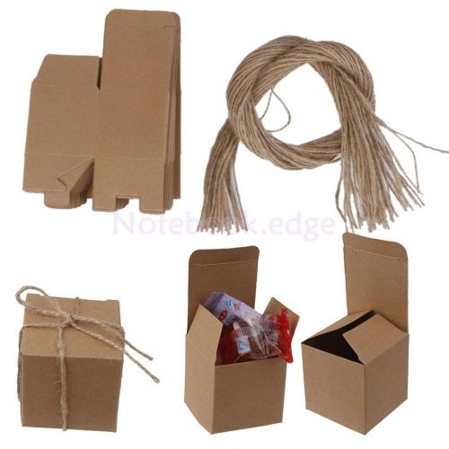 Wholesale 50 kraft brown shabby square sweets candy boxes birthday party for sale