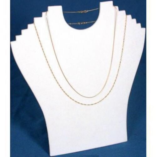 6 Tier White Flocked Bust Chain &amp; Necklace Display
