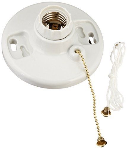 Morris 82113 Porcelain Receptacle, Pull Chain, 6&#034; Leads, White