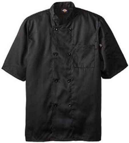 Dickies dcp124 blk plastic button ss black uniform chef coat jacket 3x new for sale