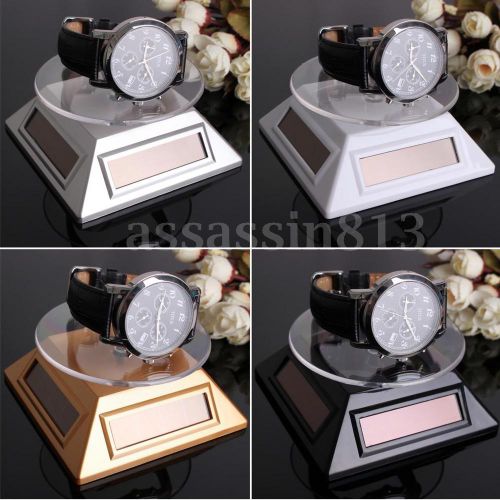 Solar Showcase 360 Turntable Rotating Jewelry Phone Watch Ring Display Stand HOT