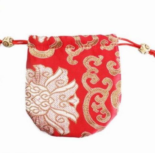 12 Silk Brocade Jewelry Coins Pouch Bag 4&#034; Drawstring