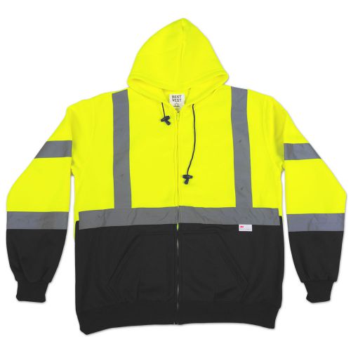 Hi vis class 3 hooded full zip-up safety sweatshirt for sale