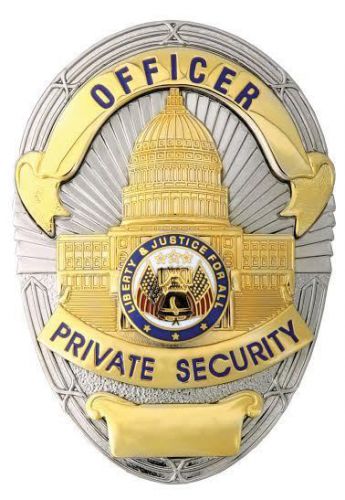 Obsolete Private Security Officer Oval Shield Badge with U.S. Flag Centers Seal