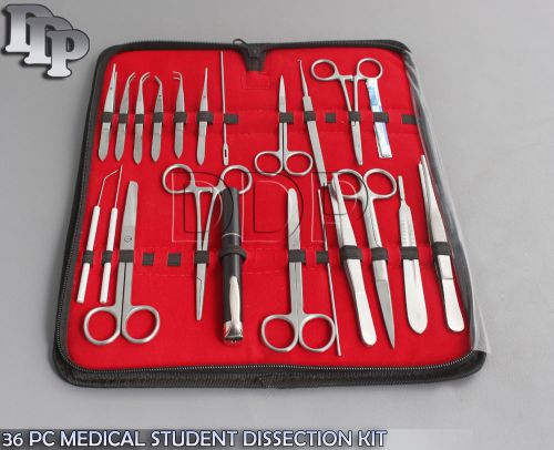 36 pc medical student dissection kit surgical instrument kit w/scalpel blade #22 for sale