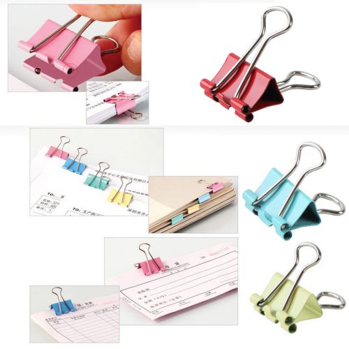 6Pcs Mixed Colorful Metal Paper File Receipt Binder Clips 32mm Office Supplies