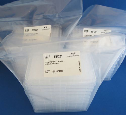 Qty 30 Greiner Bio-One 96 Well Microplates PP V Bottom 392uL # 651201